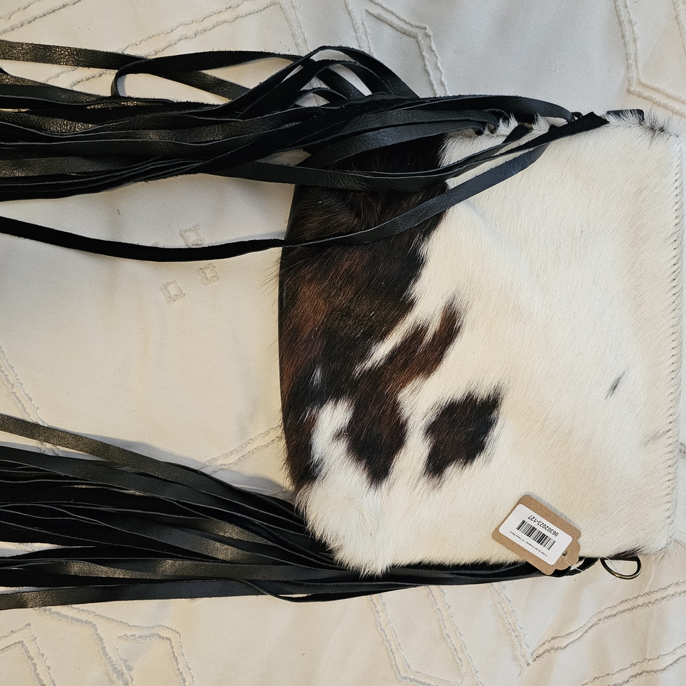 Black and White Crossbody Bag with Animal Print